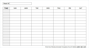 Weekly Schedule Template Monday Friday With Times One Week