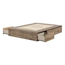 South S Fusion 6 Drawer Platform Bed Weathered Oak Queen