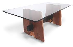 Walnut Dining Table Glass Top Natural