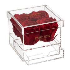 4 red wine roses jewelry box rose box nyc