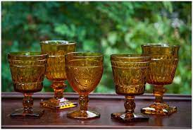 Green Colored Glass Goblets