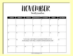 Calendars For Word November 2018 Calendar Word Year Printable