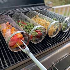 rolling grill basket stainless steel