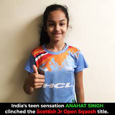 Sportsmatik on X: The end of 2019 is quite #amazing as Indian teen star  #AnahatSingh won 11-1, 11-1, 11-1 in Girls U-13 and bagged the title at the  Scottish #JuniorSquash Open at