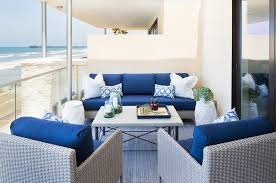 Beach Style Patio With Blue And Gray