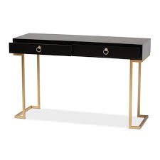 Gold Rectangle Wood Top Console Table