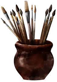 Art Brushes In A Pot Vector Watercolor