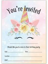 unicorn birthday party invitations