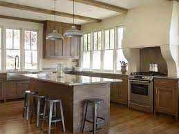 stained oak kitchen cabinets with gray