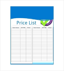 Pricing Template Excel Price List Template Free Sample Invoice Price
