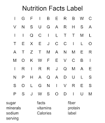 nutrition facts label word search