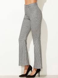 Black And White Gingham Flared Pants
