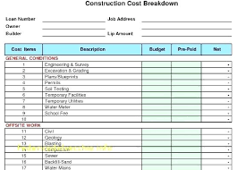 Sample Construction Estimate Form And Contractor Bid Sheet