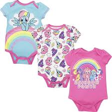 My Little Pony Rainbow Dash Baby Girls 3 Pack Glitter Bodysuits