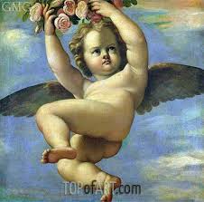 Free form tour tee + digital download. A Cherub Carrying Flowers Annibale Carracci Painting Reproduction 9372 Topofart