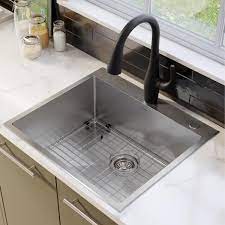 The high gloss finish adds to a brighter shine and better wear resistance. Kraus Standart Pro Drop In Stainless Steel 25 In 2 Hole Single Bowl Kitchen Sink Kht301 25 The Home Depot