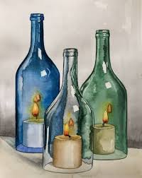 Nature Art Painting Watercolor Candles