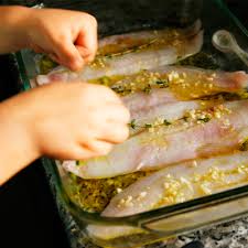 oven poached flounder with garlic and
