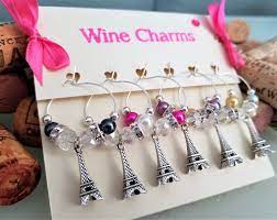 eiffel tower wine glass charms