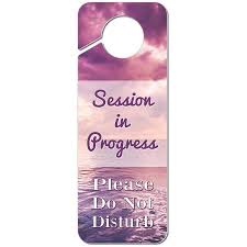 Session In Progress Please Do Not Disturb Pink Sunset Plastic Door Knob Hanger Warning Room Sign