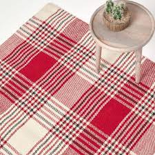 red tartan check non slip 100 wool rug