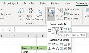 how to insert a checkbox in excel with