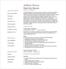 Data Entry Resume Template 8 Free Word Excel Pdf Format