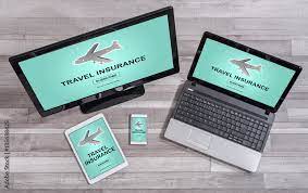 Travel Insurance Concept On A Laptop Stock Photo Image Of Insurance  gambar png
