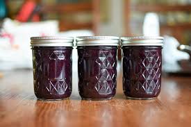 blueberry rhubarb jam food in jars
