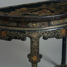 black lacquer demi lune console table