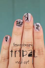 temporary tribal nail art white