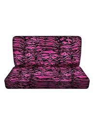 Pink Zebra Bench Seat Covers Rear Car