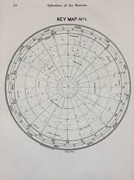 1920 Antique Astronomy Print Key Map No 1 Star Chart In