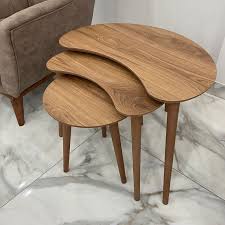 Oval Wooden Set Of 3 Coffee Table End