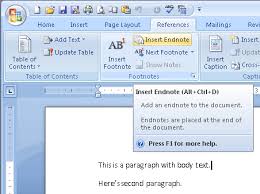 Microsoft Office Word 2007 Endnote Cross Reference
