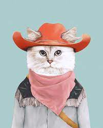 Wall Art Print Rodeo Cat Portrait