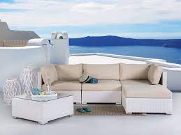 Rattan Garden Furniture Set Sun Rattan Lounge For Garden Terrace Balcony Couch Rattanlounge White Beige