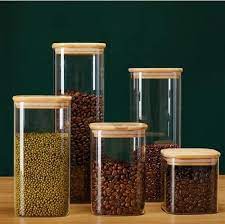 Square Glass Jars With Wood Lids For