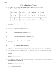 Writing Equations Practice