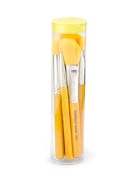 yellow bambu mineral 5pc brush set bag