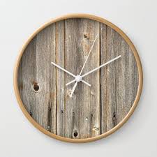 Old Rustic Wood Texture Wall Clock By