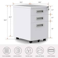 Hon flagship® 2 drawer file cabinet, mobile, light gray, 22d (h18823rlq) no reviews. 3 Drawers Mobile File Cabinet With Lock White Filing Cabinet With Wheels Fully Assembled Office Products File Cabinets Sailingschool Pl