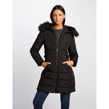 Hooded Padded Jacket With Faux Fur Trim