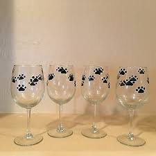 hand painted paw print wine glasses