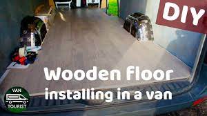 hardwood flooring in a van conversion
