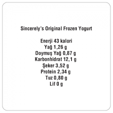 besin değerleri sincerely yogurt