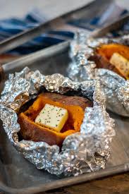 grilled sweet potatoes in foil