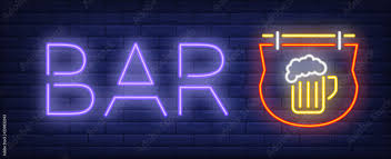 Bar Neon Sign Glowing Inscription With