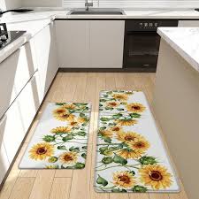sunflower kitchen rugs sets of 2 anti