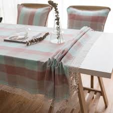 Us 10 23 7 Off 140x100 140x140 140x200 140x220cm Pink Light Green Plaid Embroidered Tablecloth Lace Tassel Pastrol Grid Tea Table Cloth Cover In